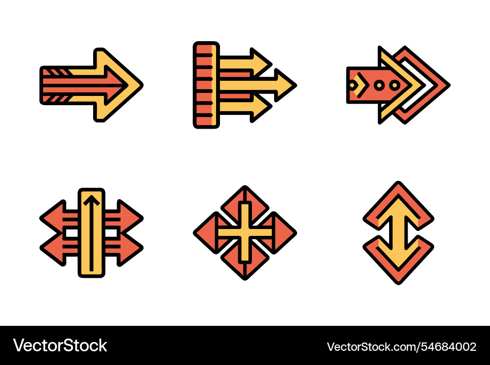 Direction arrow icon bundle set in style vector image