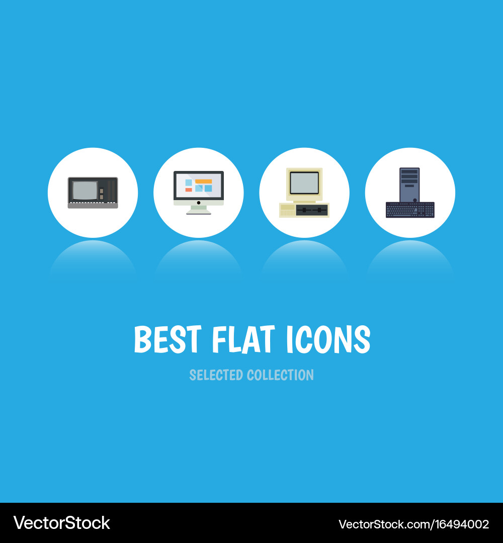 Flat icon laptop set of computer display vintage vector image
