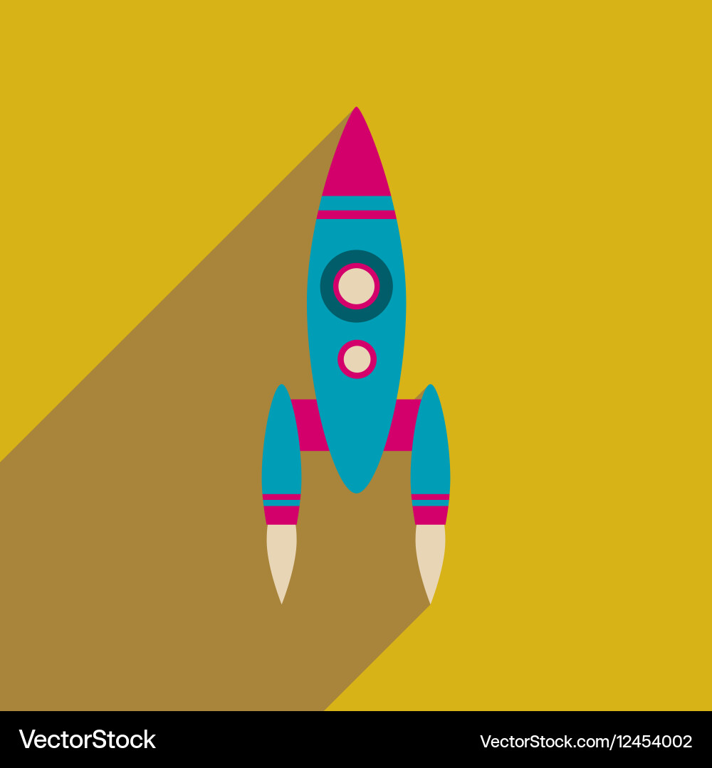Flat web icon with long shadow rocket vector image