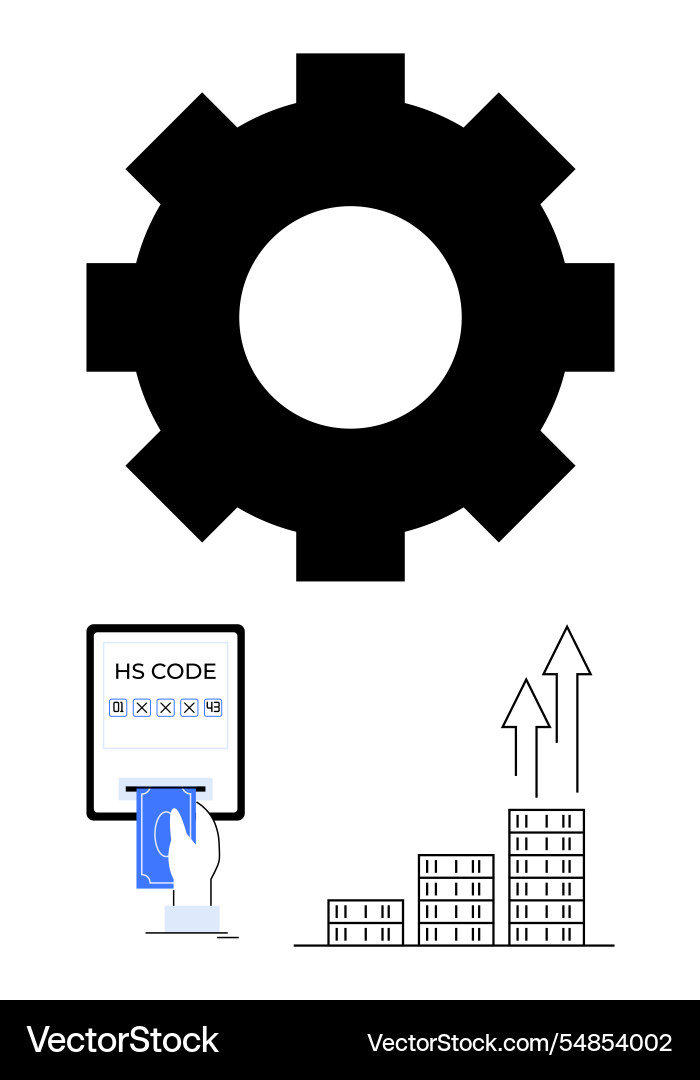 Getriebe mit Gerät Eingabe hs-Code und visuell Getriebe mit Gerät Eingabe hs-Code und visuell vektorbild