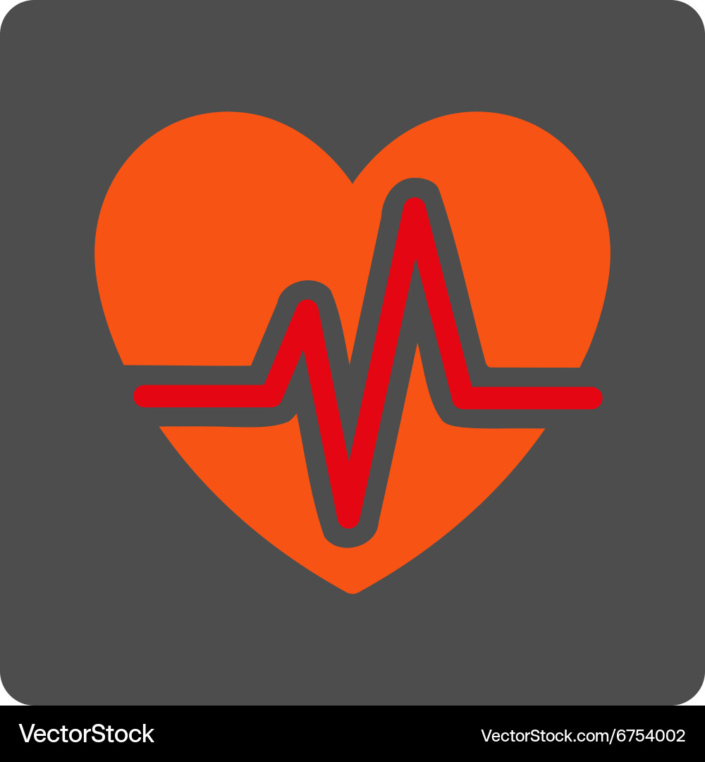 Heart diagram rounded square button vector image