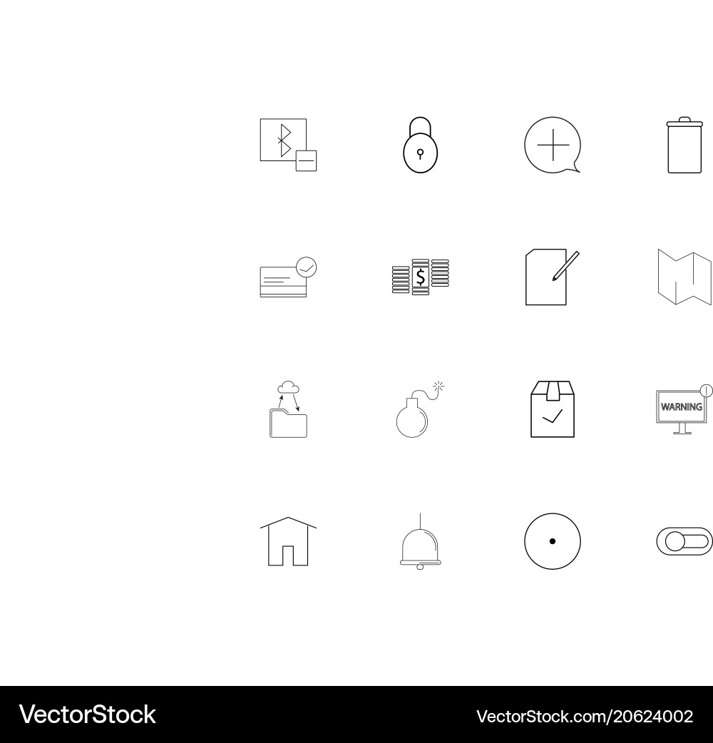 Interface simple linear icons set outlined vector image