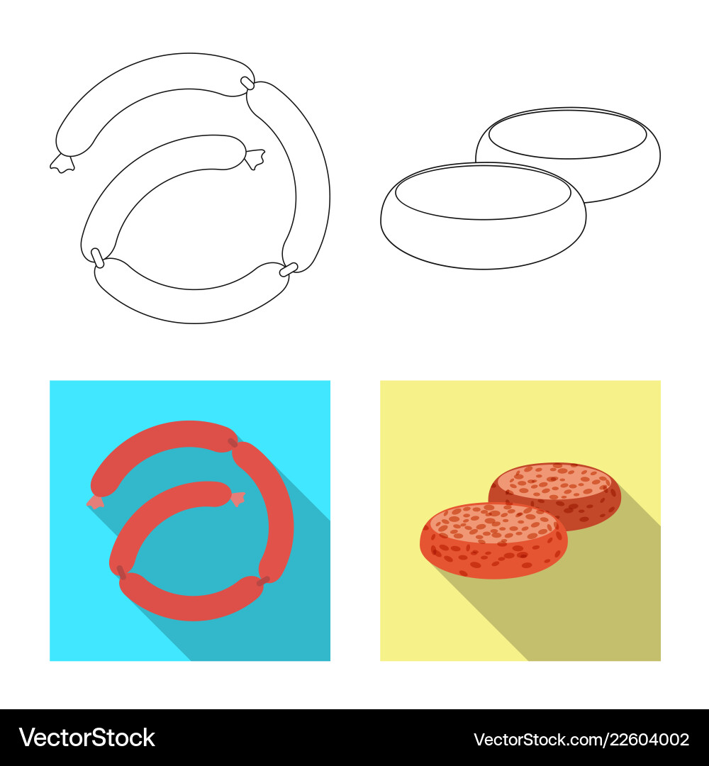 Isolated object of meat and ham icon collection Vector Image