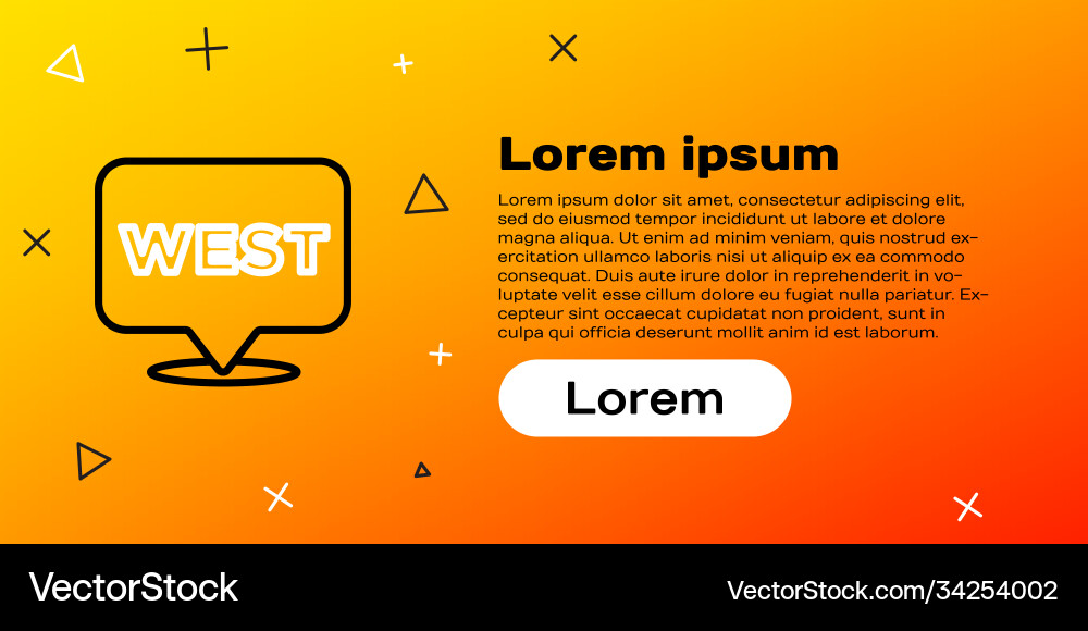 Line pointer to wild west icon isolated on yellow Line pointer to wild west icon isolated on yellow vector image