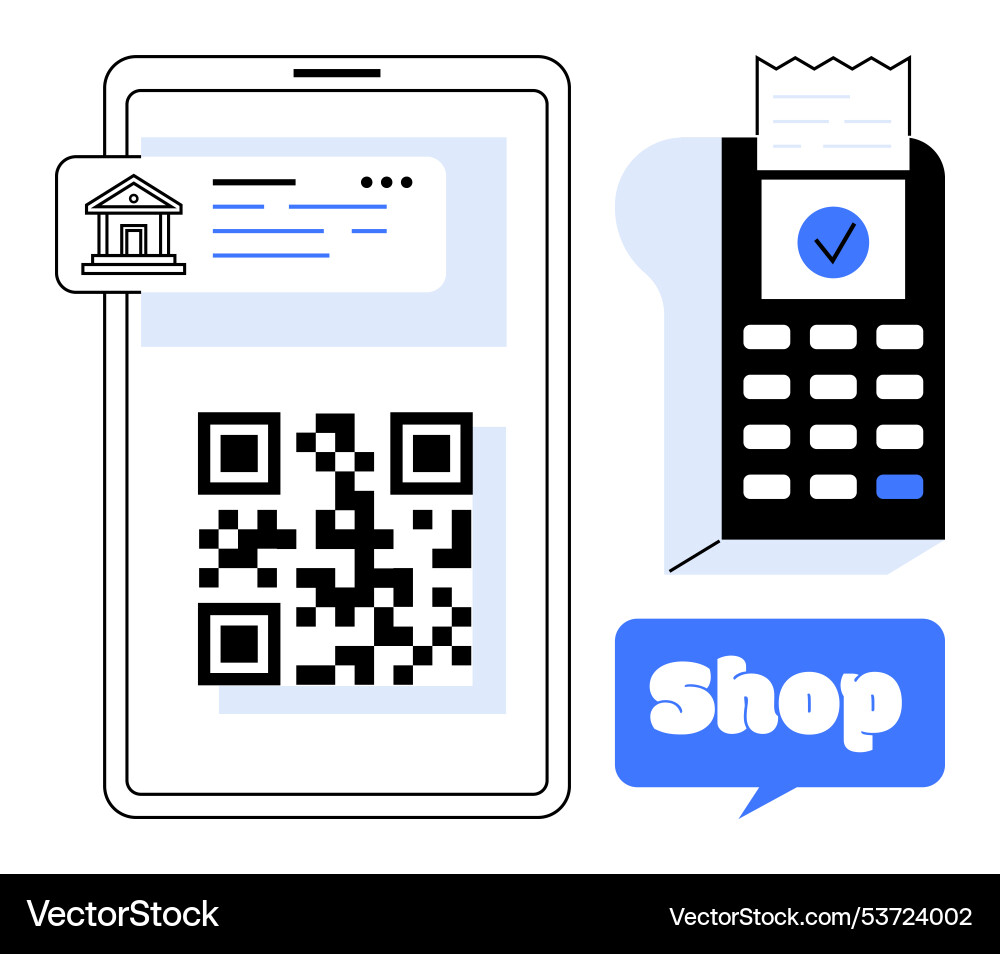 Mobile payment system with qr code and digital Mobile payment system with qr code and digital vector image