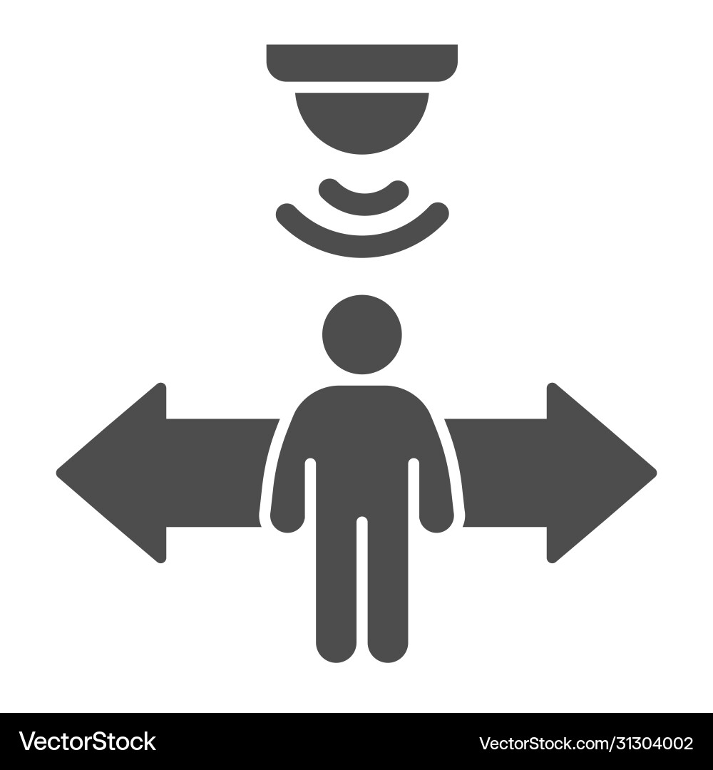 Motion sensor with man and arrows solid icon Motion sensor with man and arrows solid icon vector image