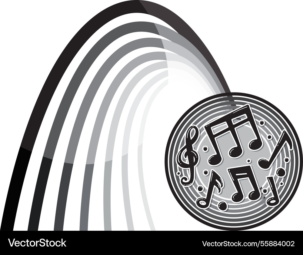 Musical notes with abstract wave design Vector Image