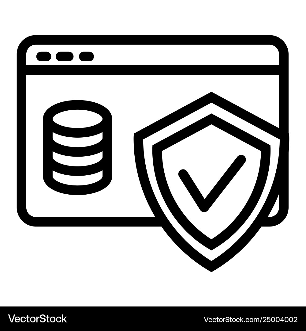 Pile coins on browser and shield line icon web Pile coins on browser and shield line icon web vector image