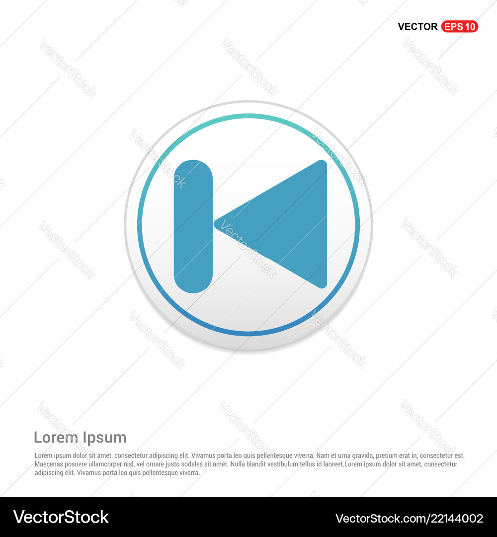 Previous media player icon - white circle button Previous media player icon - white circle button vector image