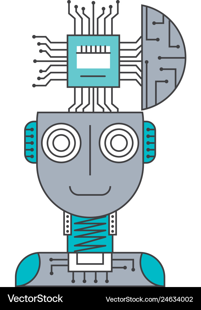 Robot humanoid with microchip isolated icon Robot humanoid with microchip isolated icon vector image