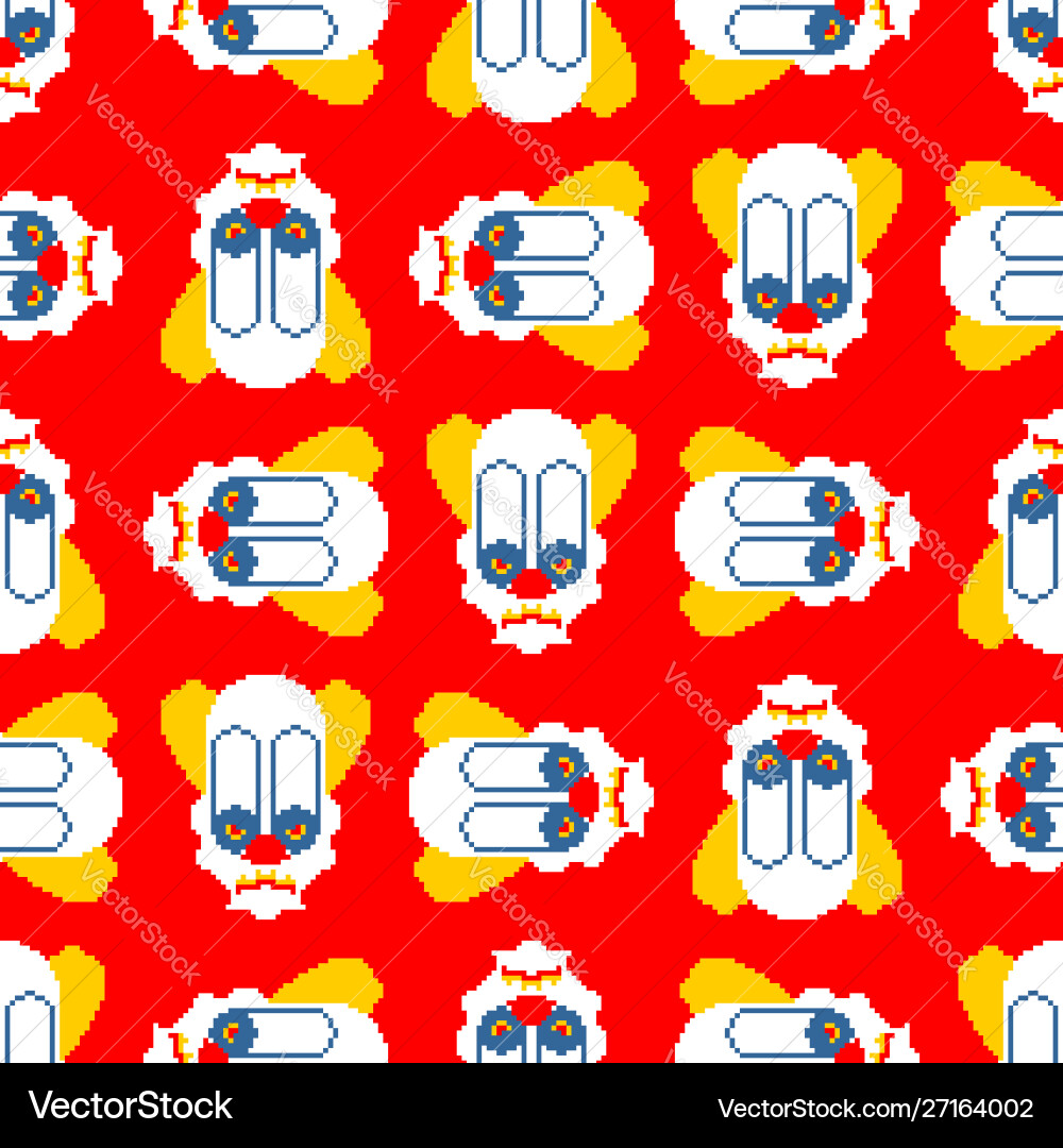 Scary clown pixel art pattern 8 bit background Scary clown pixel art pattern 8 bit background vector image