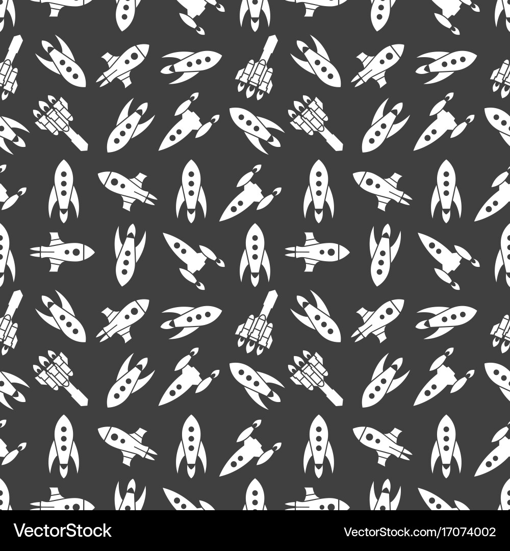 Spaceships and rockets seamless pattern Vector Image