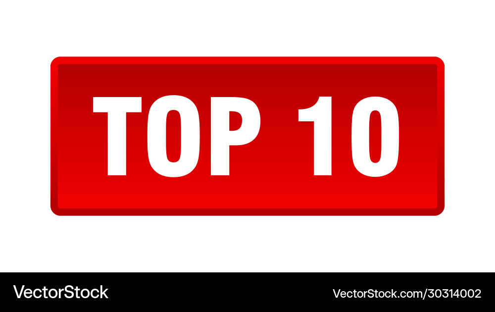 Top 10 button square red push vector image