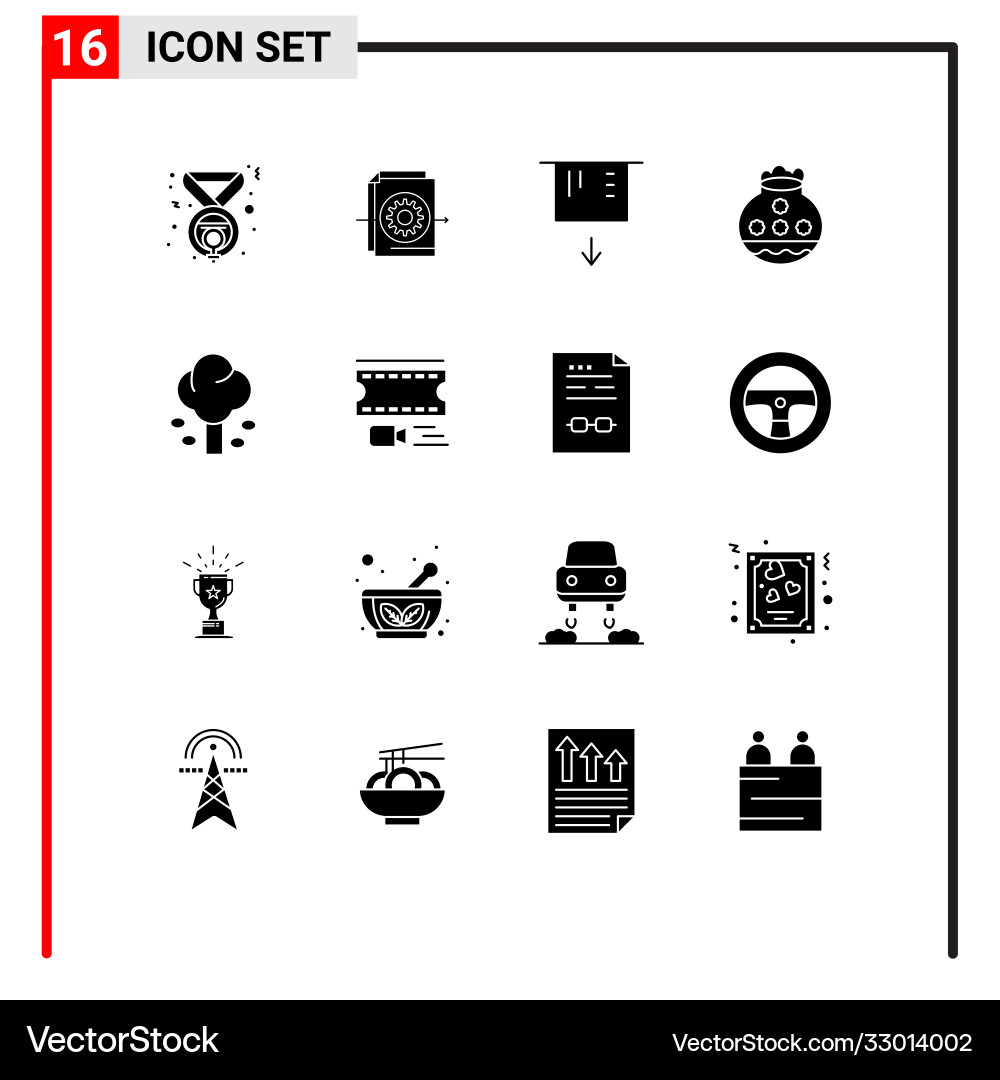 User interface pack 16 basic solid glyphs Vector Image