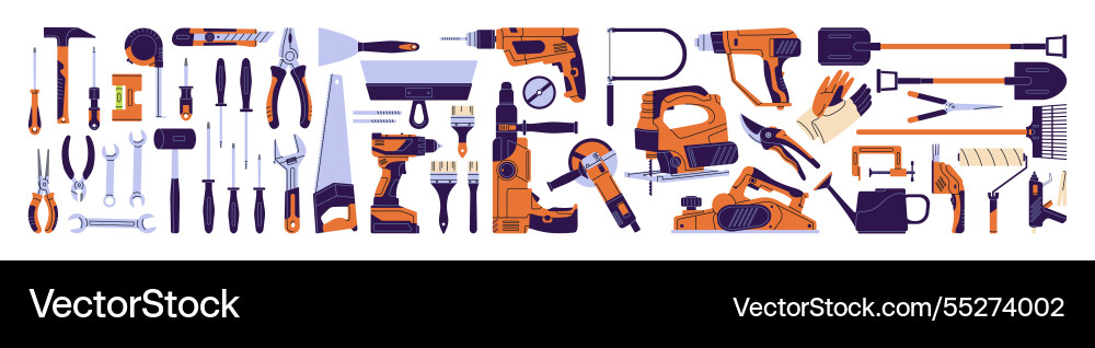 Work hand tools set different building Work hand tools set different building vector image