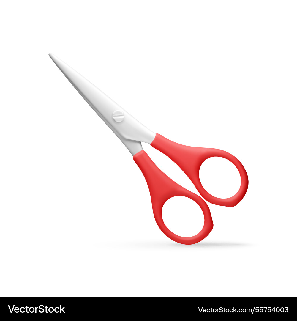 3d scissors with red plastic handles 3d scissors with red plastic handles Vector Image