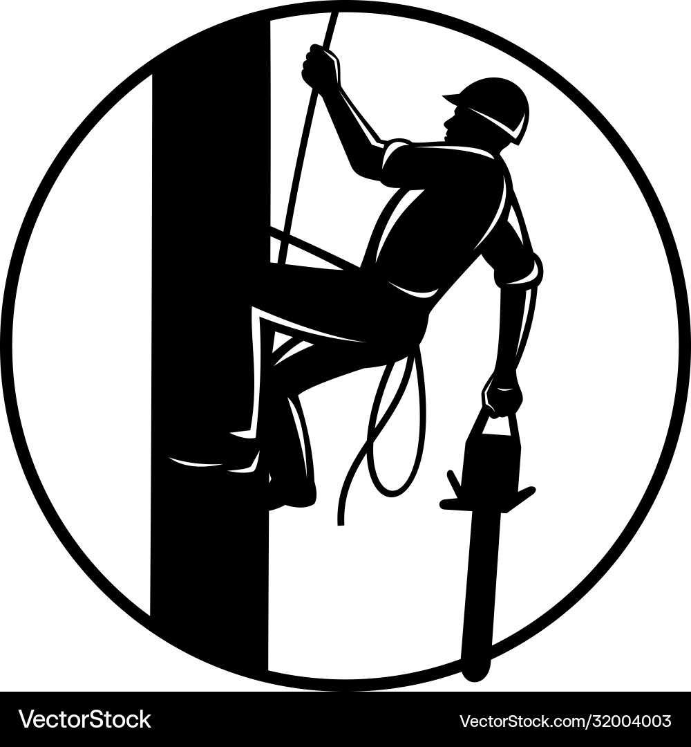 Arborist with Chainsaw Tree Circle vector image