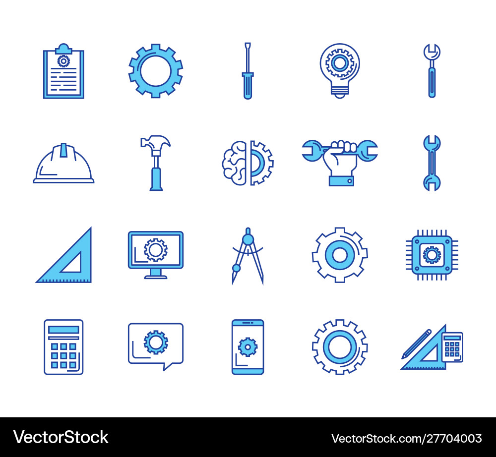 Bundle engineering set icons Bundle engineering set icons vector image