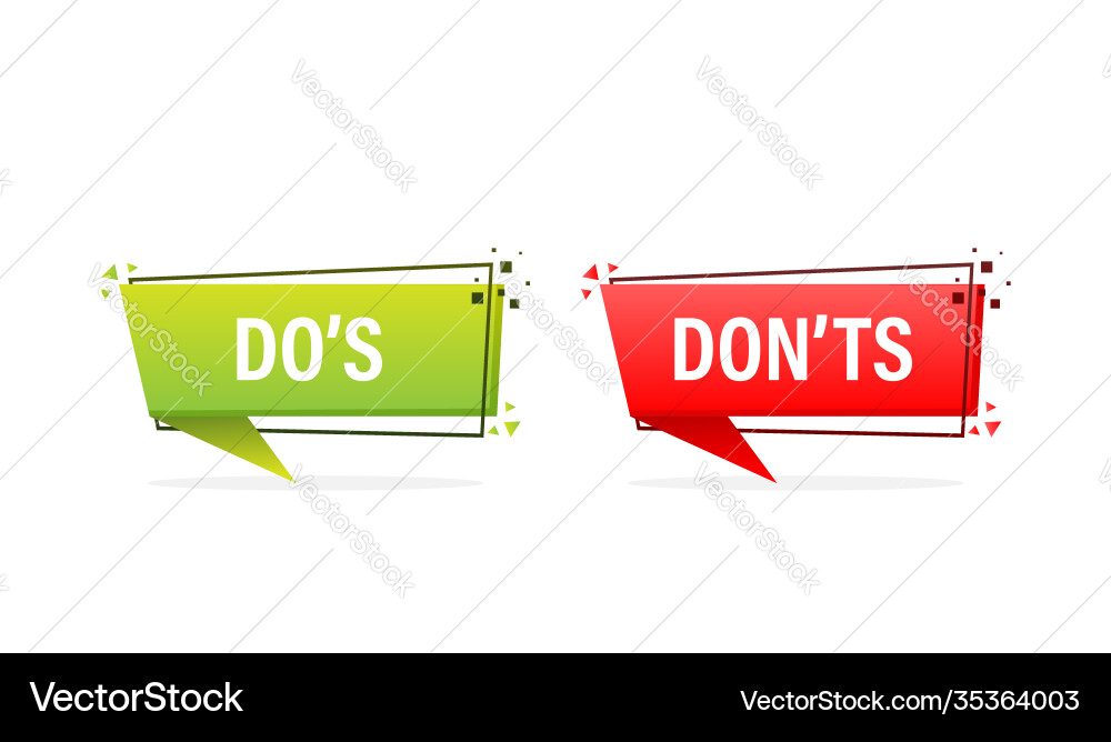 Check mark button with dos and donts flat simple Check mark button with dos and donts flat simple vector image