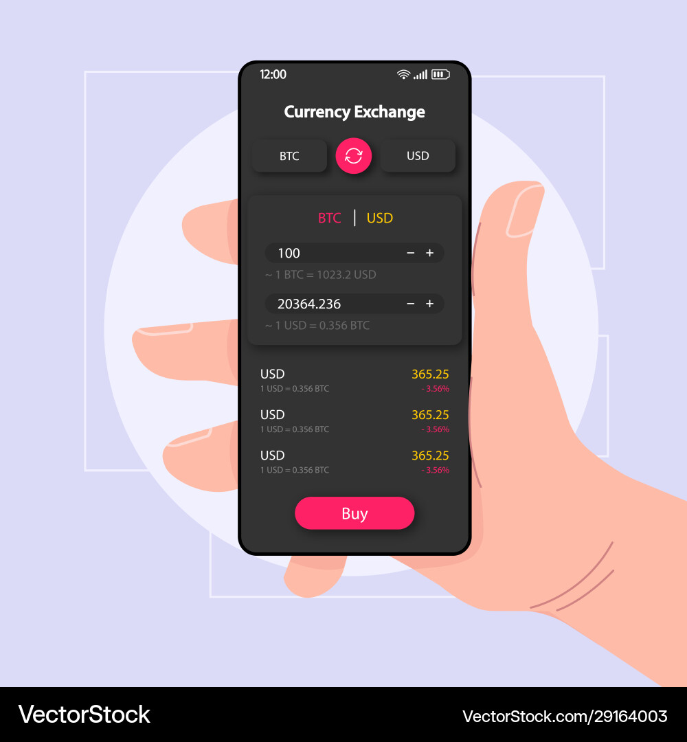 Currency conversion smartphone interface template Currency conversion smartphone interface template vector image