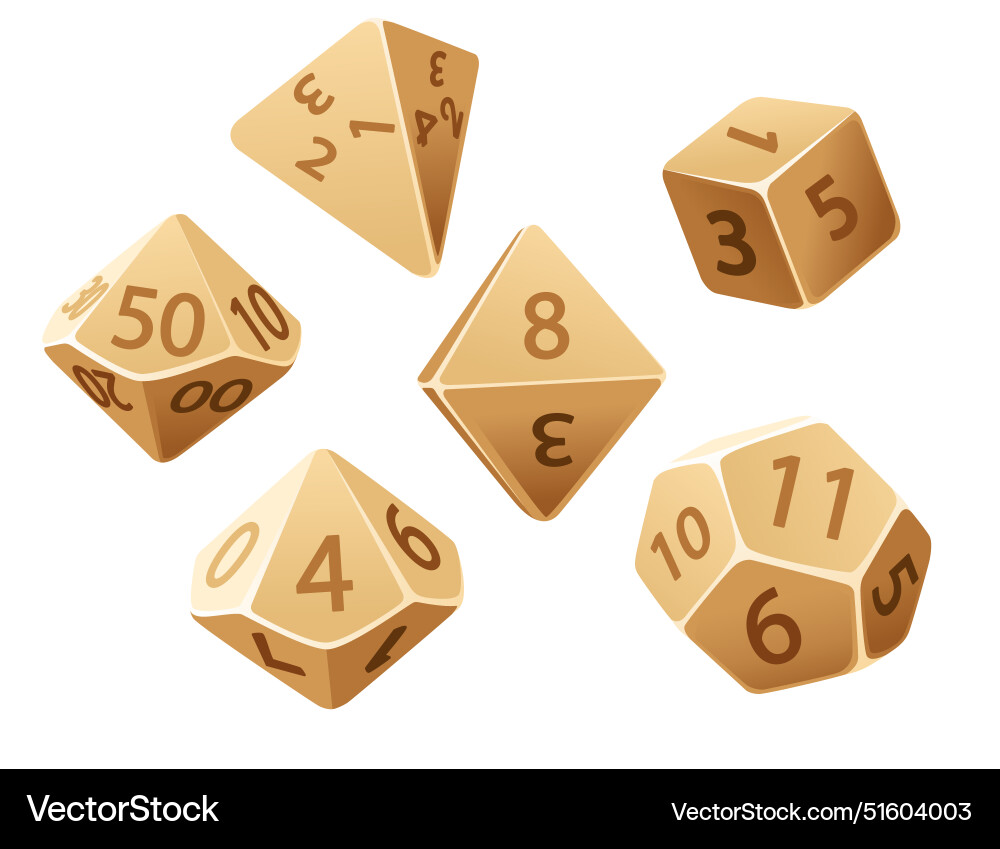 Dice set for fantasy rpg table game isolated Vector Image