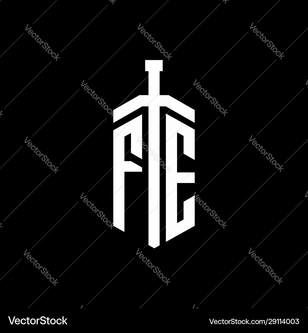 EF Monogram Logo with Sword Vector Image