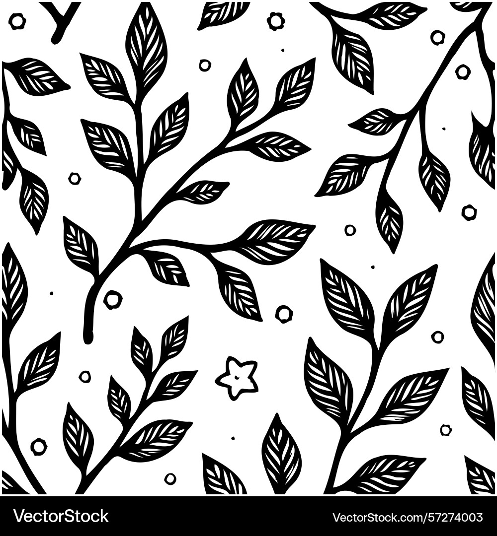Elegant botanical pattern with foliage and star Elegant botanical pattern with foliage and star Vector Image