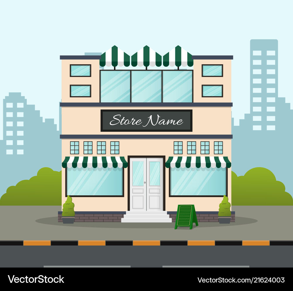 Flat design store front with place for name Flat design store front with place for name Vector Image