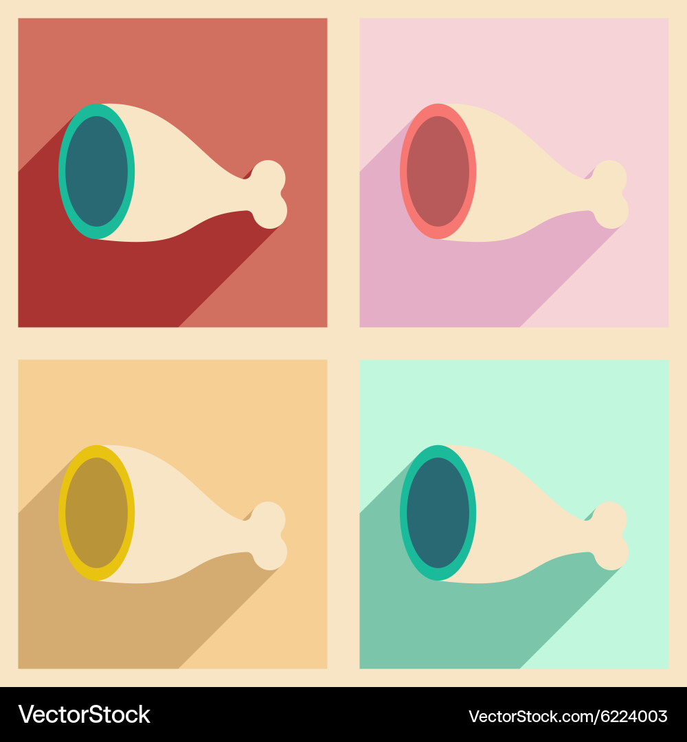 Flat with shadow icon and mobile application ham Vector Image