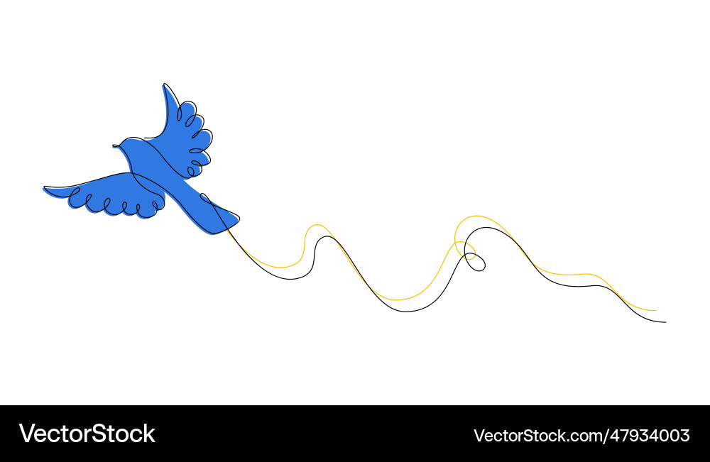 Flying bird one line drawing continuous linear Flying bird one line drawing continuous linear vector image