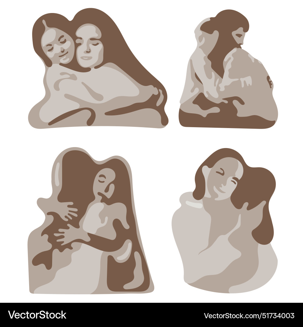 Four set of hugging with three colors Four set of hugging with three colors vector image