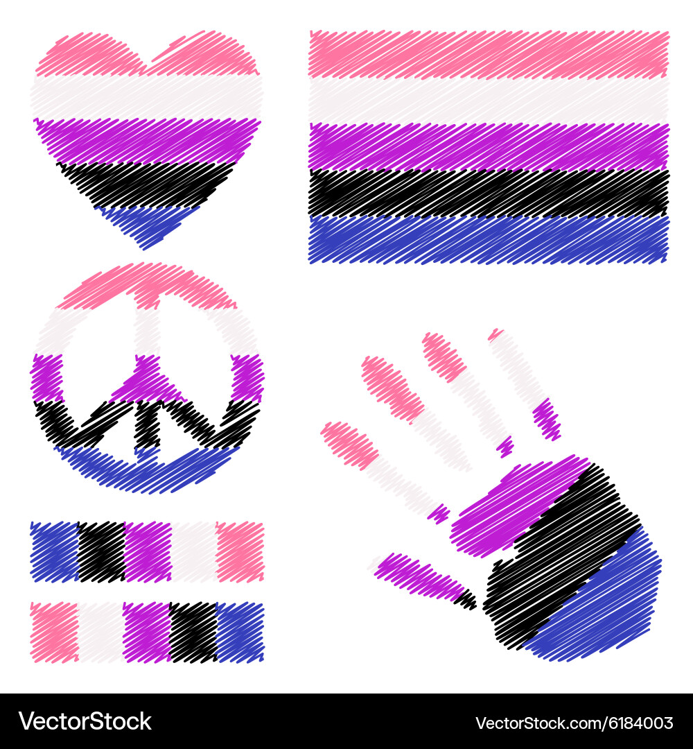 Genderfluid pride design elements vector image