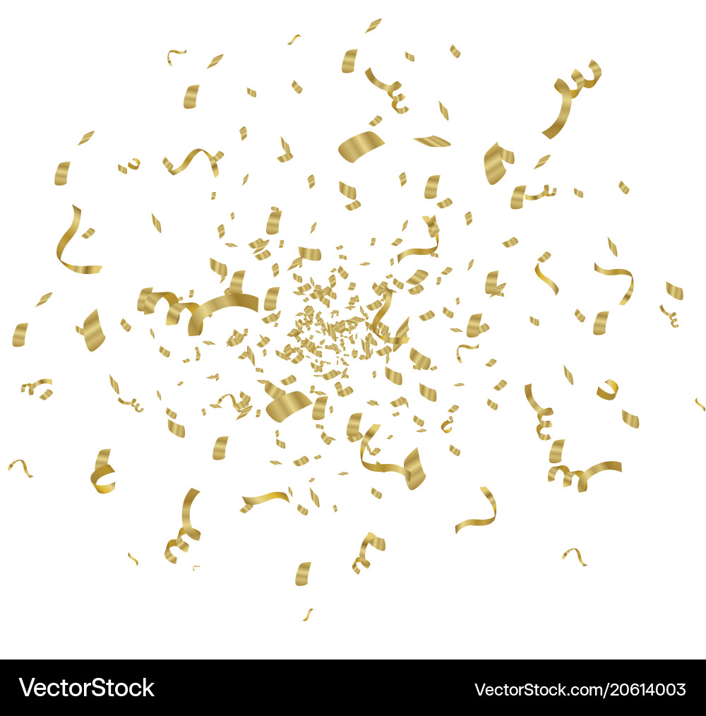 Golden confetti isolated on cellular background Vector Image