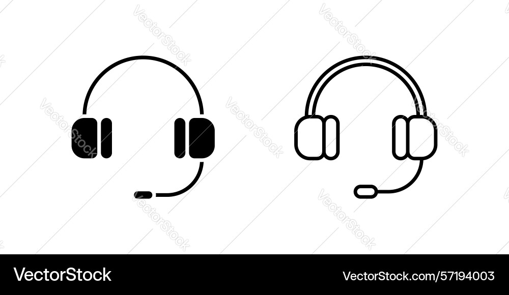Headset icon set used for audio communication vector image