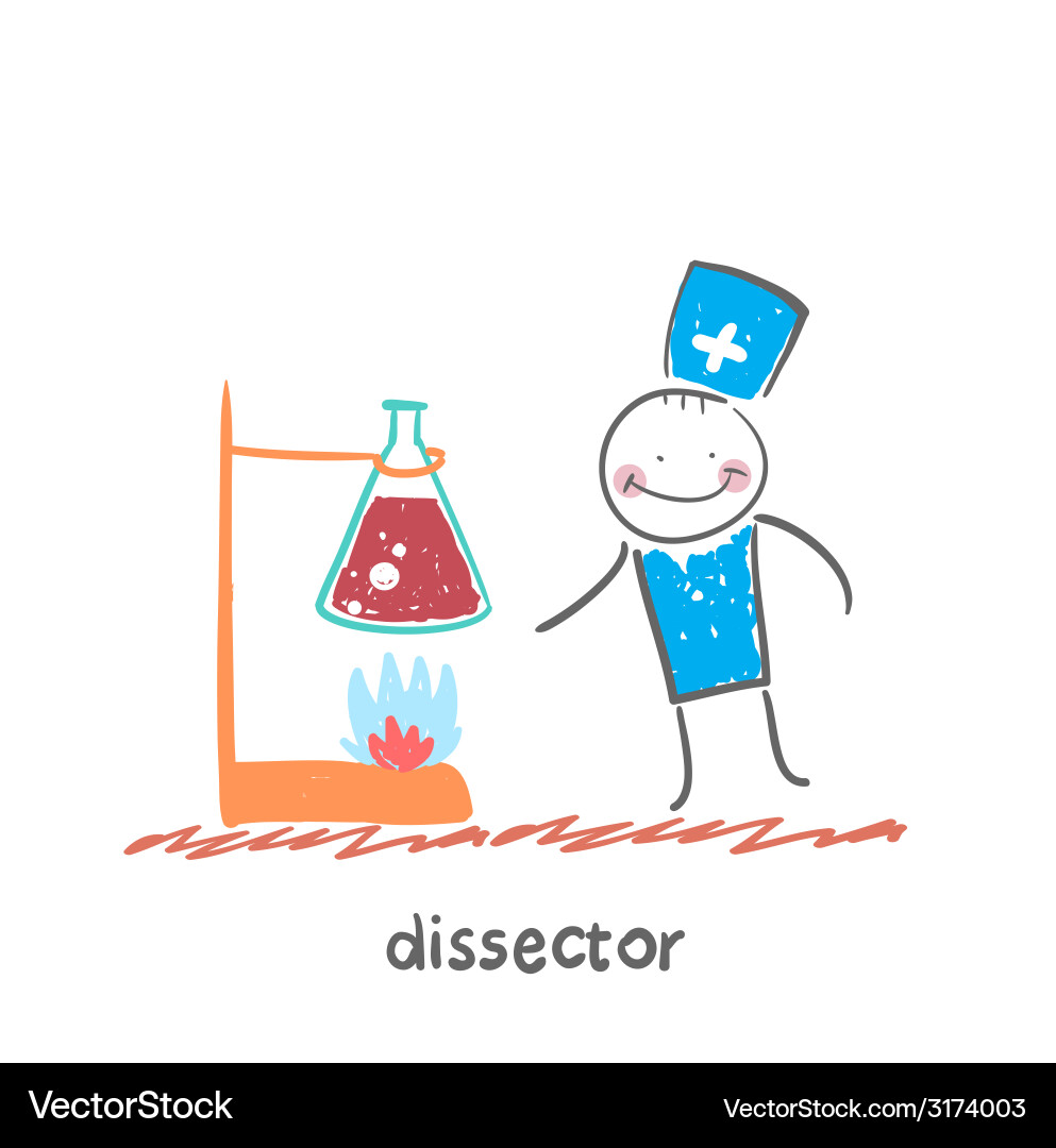Is standing next to flasks Vector Image