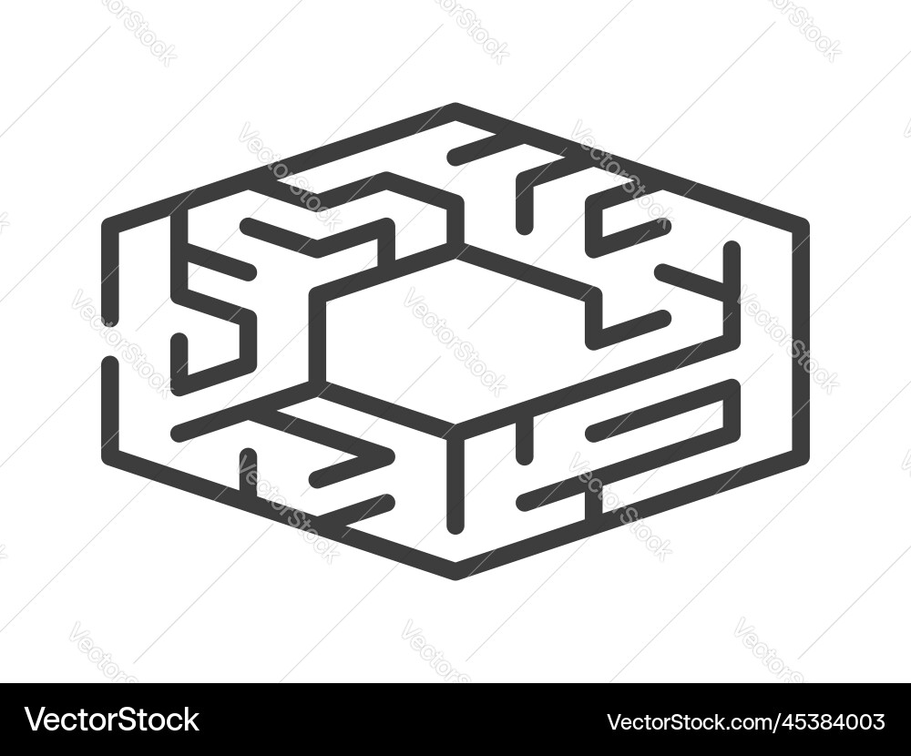 Isometric hexagonal maze isolated Isometric hexagonal maze isolated vector image