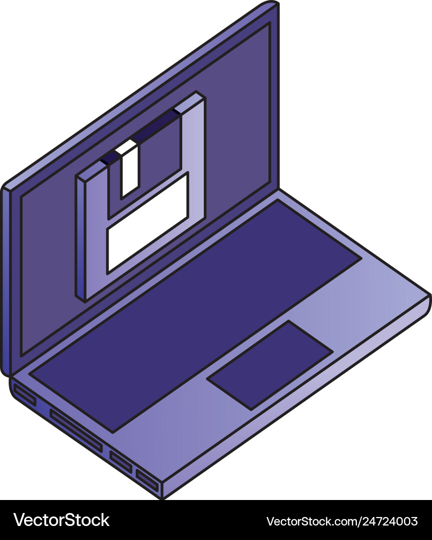 Laptop computer floppy backup data network vector image