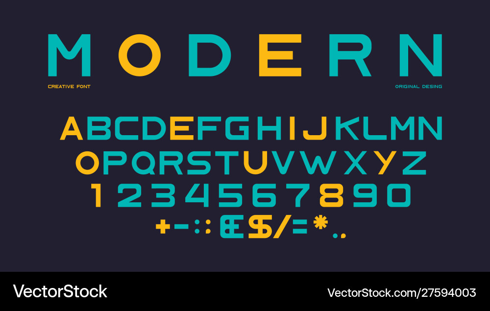 Latin alphabet numbers and punctuation font Latin alphabet numbers and punctuation font vector image