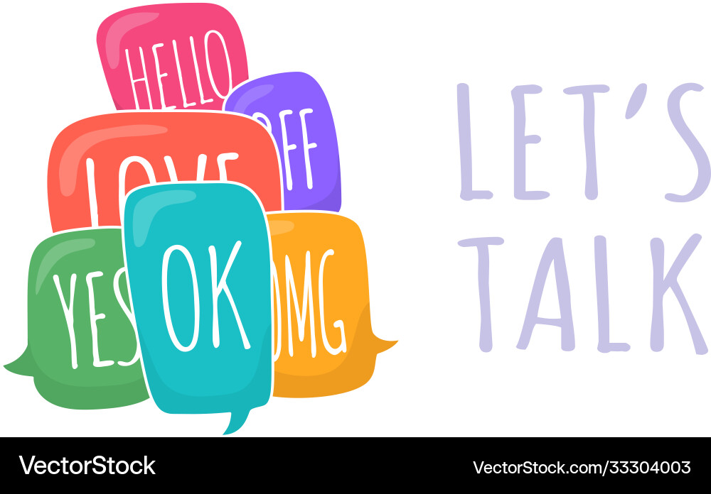 Lets talk set colorful different speech bubble vector image