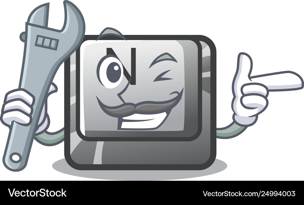 Mechanic button n in cartoon shape Mechanic button n in cartoon shape vector image