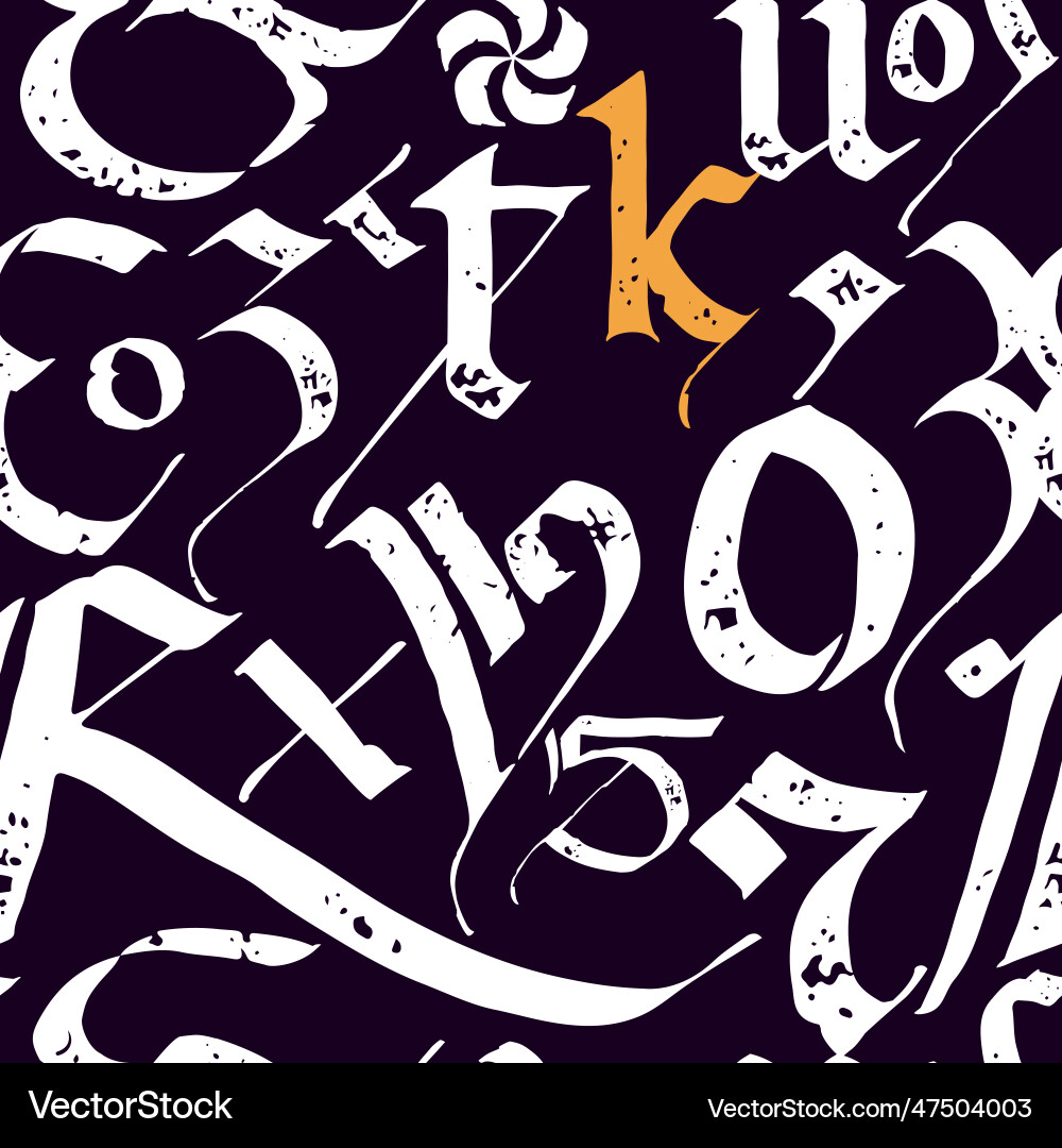 Medieval seamless pattern of calligraphic letters Medieval seamless pattern of calligraphic letters vector image