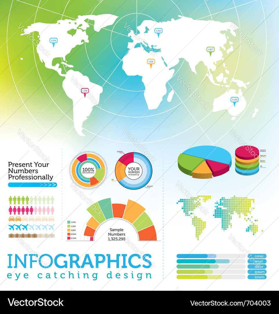 Modern Data Charts & Infographic Elements vector image