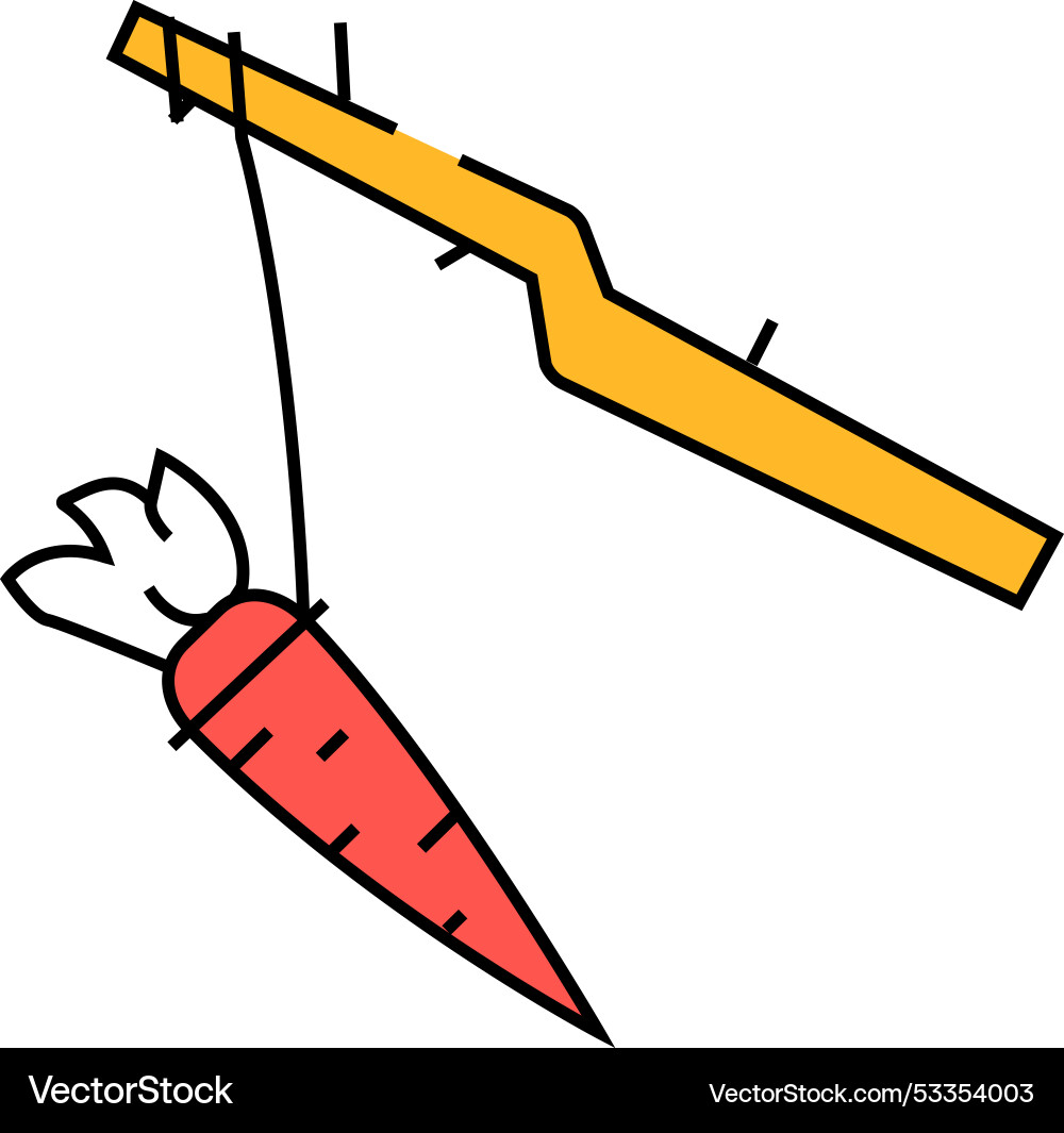 Motivation carrots on a string icon color Motivation carrots on a string icon color Vector Image