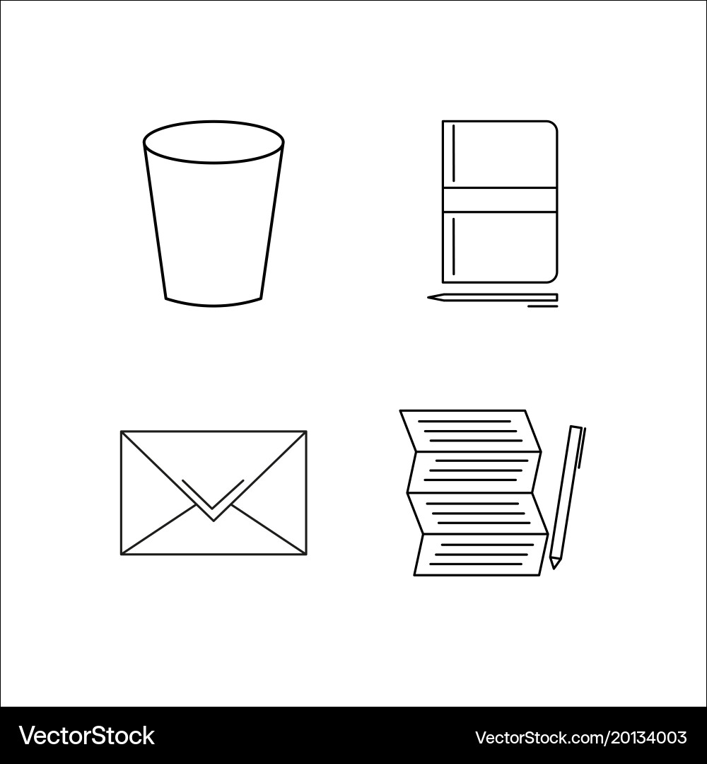 Office simple linear icon setsimple outline icons vector image