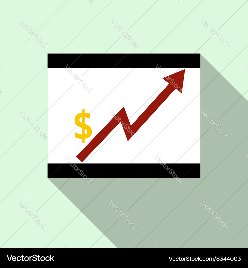 Presentation screen with graph icon flat style Vector Image