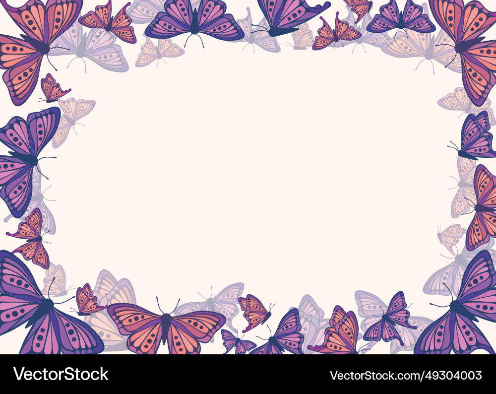 Rectangular frame with butterflies Vector Image