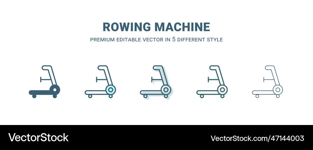 Rowing machine icon in 5 different style outline Rowing machine icon in 5 different style outline vector image
