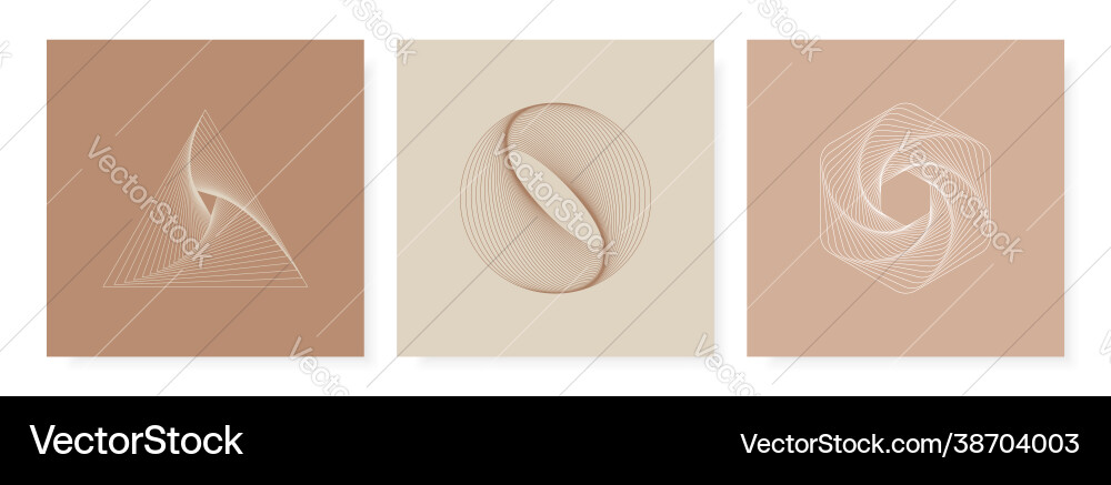 Set abstract twisted shapes simple linear vector image