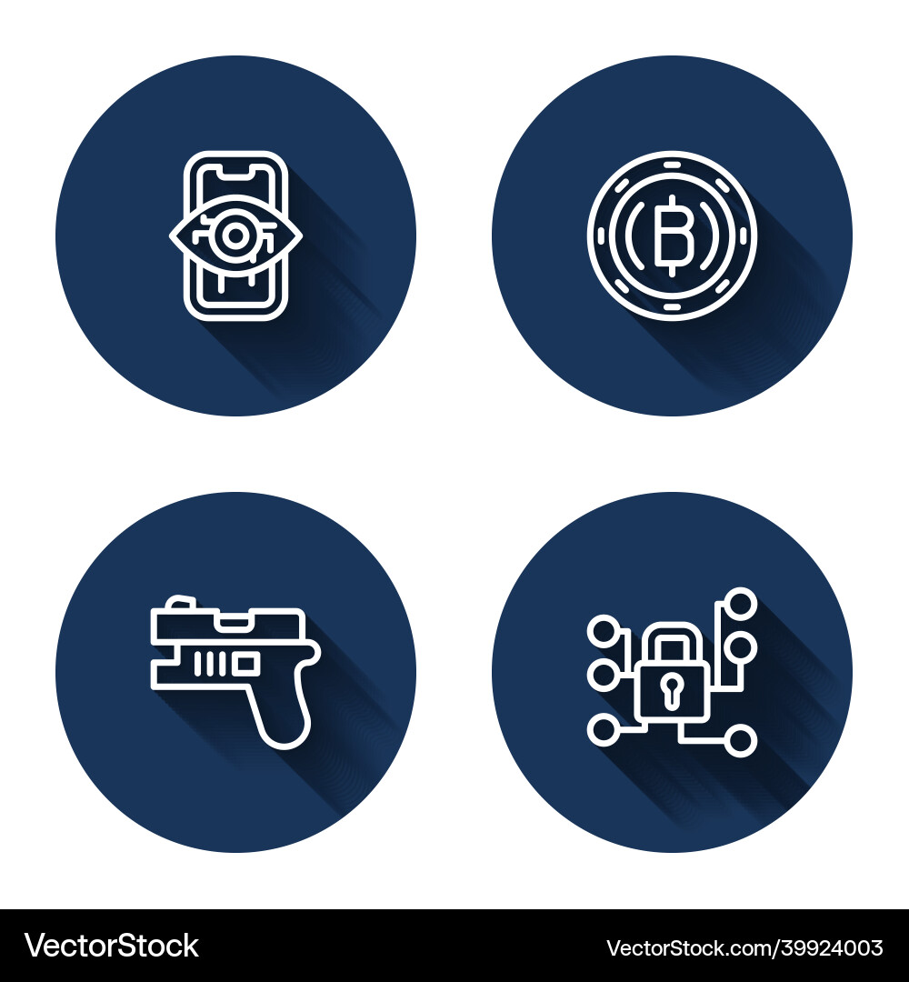 Set line computer vision cryptocurrency coin Set line computer vision cryptocurrency coin vector image