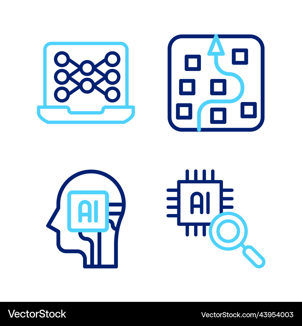 Set line processor cpu humanoid robot neural Set line processor cpu humanoid robot neural vector image